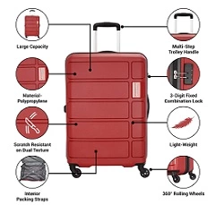 Kamiliant by American Tourister Harrier Spinner Polypropylene (PP) 56 Cm Small Crimson Red Cabin Hard Luggage for Rs.1649 @ Amazon