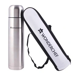 Wonderchef 1000ml Double Wall Stainless Steel Vacuum Insulated Hot and Cold Flask with Travel Pouch, 2 Years Warranty for Rs.549 @ Amazon