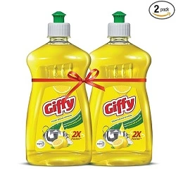 Giffy Lemon & Active Salt Dishwash Liquid Gel 500ml (Pack of 2)