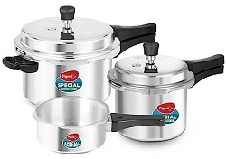 Pigeon By Stovekraft Special Aluminium Pressure Cooker Combo with Outer Lid Gas Stove Compatible 2, 3, 5 Litre for Rs.1398 @ Amazon