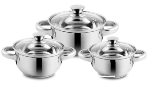 Classic Essentials Stainless Steel Marvel Cook and Serve Induction Bottom Cookware Set of 3