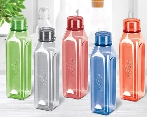 Milton Prime 1000 Pet Water Bottle, Set of 5, 1 Litre Each, Assorted | BPA Free | 100% Leak Proof