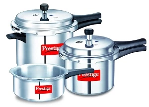 Prestige Popular Max 2 L, 3 L, 5 L Pressure Cooker with Induction Bottom for Rs.2949 @ Amazon