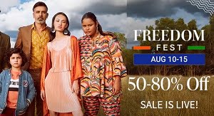Myntra Freedom Sale: Flat 50% – 80% off on Men / Women / Kids Fashion (Limited Period Offer)