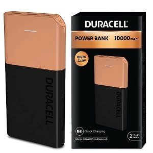 Duracell Power Bank 10000 mAh, Portable Charger, USB C/Micro USB Input, USB A/USB C Output, Fast Charge Technology, 22.5W for Rs.1899 @ Amazon