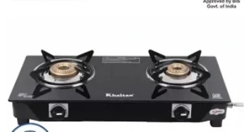 Khaitan 2 Burner BP Nano Premium MS Black Glass Manual Gas Stove for Rs.1295 @ Flipkart