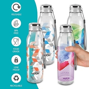MILTON Helix 1000 Pet Water Bottle, Set of 4, 1 Litre Each for Rs.351 @ Amazon