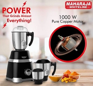 Maharaja Whiteline MX-220 1000 W Ultramax HD 3 Stainless Steel Jar Mixer Grinder for Rs.3299 @ Amazon