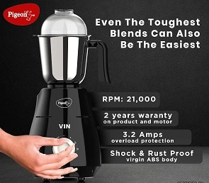 Pigeon by Stovekraft VIN 750 W Mixer Grinder with 3 Multipurpose Jar for Rs.2199 @ Amazon