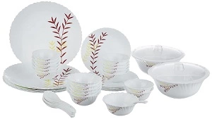 Exclusive Offer: Larah by Borosil Fluted Oak Opal Glass Dinner Set - 40 Pieces at 64% Off