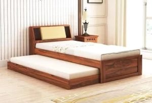 Ganpati Arts Sheesham Wood Mayor Single Size Trundle Bed with 1 Extra Pullout Bed