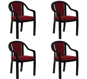 Supreme Ornate Plastic Cushion Chair for Home and Office (Set of 4)