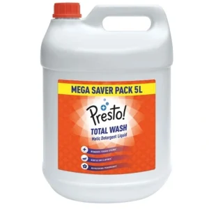 Presto! Total Wash Detergent Liquid Mega Saver Pack 5 Ltr | Machine and Hand Wash